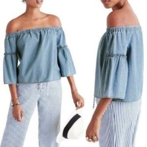 Madewell Azalea Chambray Off The Shoulder Top Boho Lightweight Size XS